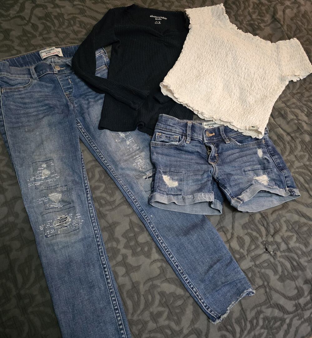 Abercrombie Kids Girls Bundle - Size 7/8 Tops Jeans Shorts Distressed Rhinestone
